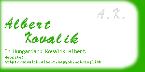 albert kovalik business card